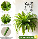 4 Pack Artificial Ferns Plants for Outdoors, UV Resistant, 23'' Outdoor Faux Bird Nest Fern with 72 Large Leaves, Realistic Fake Plant for Front Porch Pots Patio Hanging Planter Home