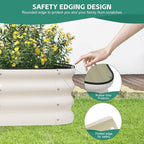5 in 1Galvanized Raised Garden Bed - 8x3x1ft Modular Garden Planter Bed Outdoor | Steel Raised Bed Kit with Bracing Rods, Gloves for Gardening Vegetables Fruits and Flowers (White)