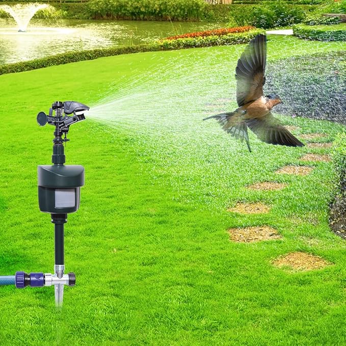 [2025 Upgraded] Yardeen Motion Sensor Sprinkler with Adjustable Head, Water Spray for Lawn and Garden. Day and Night Mode can be Selected