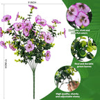 17 Inch Artificial Faux Pansy Flowers for Outdoor,Fake Pansies Flowers with Eucalyptus Leaves Fake Plants Greenery Boxwood Porch Patio Decor 6 Bundles(Pink Purple,Dark Yellow,Magenta)