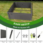 A ANLEOLIFE 4X4X1.5 ft Galvanized Raised Garden Beds Outdoor, Square Metal Planter Box for Planting Vegetables Flowers Herb, Anti-Rust & Easy-Setup, Quartz Grey