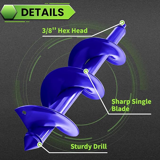 SYITCUN Auger Drill Bit for Planting - 3.5"X16" Heavy-Duty Garden Auger Spiral Drill Bit - Bulb Planter Tool & Auger Post Hole Digger - 3/8" Hex Drive Drill