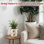 Beeveer Farmhouse Ceramic Planter 5.5 Inch Large Plants Pot Crack Beige Red Rose Flowers Plant Pots with Drainage Hole Indoor Plants Kitchen Rustic Antique Decor Gift