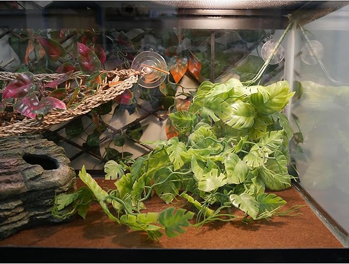 Penn-Plax Reptology Decorative Hanging Terrarium Plant Vines for Reptiles and Amphibians – 24” Length – Green