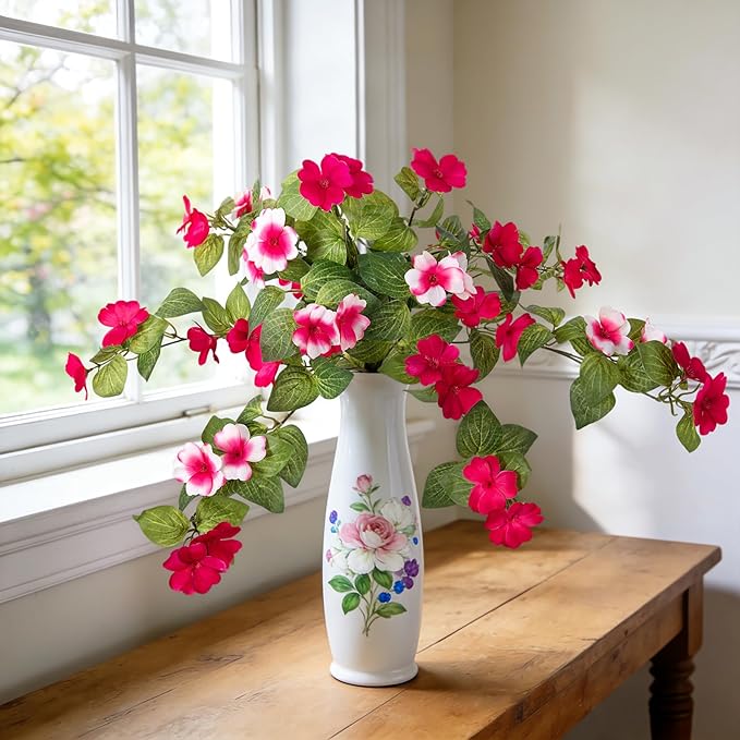 INXUGAO Artificial Fake Flowers for Outdoors Spring Decoration 2 Bundles Faux Flowers Plants for Outdoor Planters UV Resistant Silk Realistic Flowers for Outside Home Garden Front Porch Patio Décor