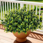 17 Inch Artificial Plants Outdoor Faux Shrubs Eucalyptus Boxwood Grass UV Resistant Fake Plant Greenery Decor for Indoor Window Garden Patio Pathway Front Porch Home Decor（12 Bundles,Green）