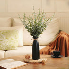 Vase with Greenery, 20pcs Artificial Eucalyptus Stems in Black Vase, Fake Plant Home Decor, 19" Decorative Faux Plants for Home Farmhouse Mantle Centerpiece Decor