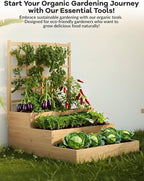 GarveeLife 3-Tier Raised Garden Bed,Wooden Vertical Planters with Trellis & Open-Ended Base for Climbing Plants Vines Flower Herb Vegetable Fruit,Outdoor Planter Boxes for Patio Yard Lawn