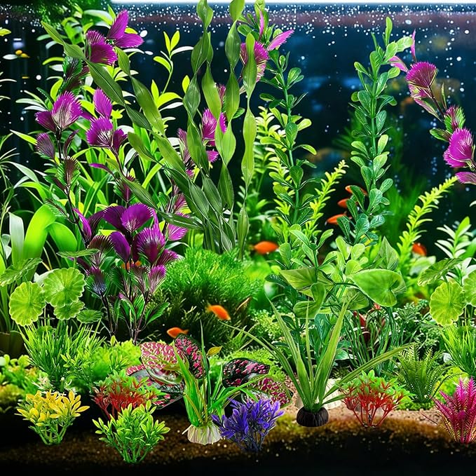 Promising Large Aquarium Decor Plastic Plants-Colorful Water Grass for Fish Tank, Green Fish Tank Artificial Plants Kit -Fish Tank Care Water Plants Accessories（22pcs）