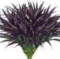 Ouddy Decor 20 Pcs Fake Outdoor Plants Artificial Grass Greenery Stems Faux Plastic Plants UV Resistant for Spring Summer Indoor Outside Garden Hanging Porch Patio Window Box Home Decor, Black Purple