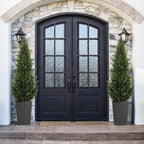 Outdoor Artificial Cedar Topiary Tree, Faux Evergreen Shrubs for Front Porch Decor, Lifelike Fake Bushes Plants for Home Living Room Front Door Decor (1, 6ft)