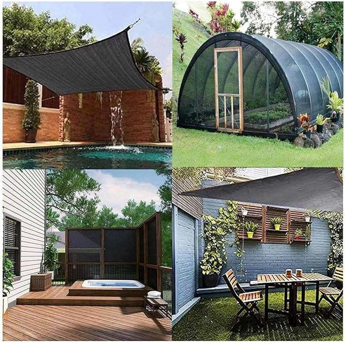 Garden Sun Shade Greenhouse Shade Cloth Grommets Hole Distance 1m with Grommets, Heat-Insulating Mesh Tarp for Garden Pergola Plant Balcony Courtyard,black-5x5m