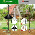 Bird Feeder Pole for Outdoors Heavy Duty Squirrel Proof, 2 Pack 108 Inch Adjustable Tall Shepherds Hooks for Outdoor with 7 Prongs Base, Double Shepherd Hooks (2 Pack Black, 108 Inch)