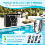 POPOSOAP Pond Waterfall Spillway with Pump Kit, 13.4" H x 12" W Stainless Steel Pond Waterfall Box with Pond Pump, Filtration, 10FT Corrugated Tubing for Outdoor Garden Pond Spillway