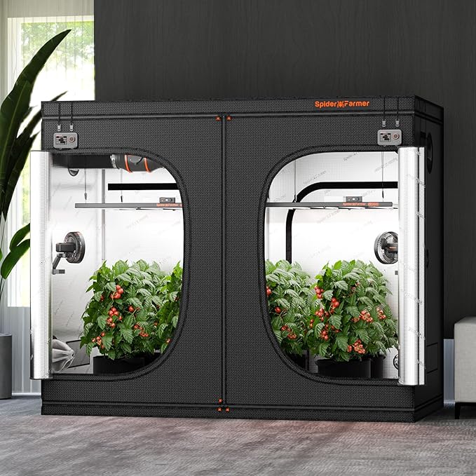Spider Farmer 8x4 Grow Tent, 96"x48"x80", with Hook for Controller, 1680D Thicken Mylar Canvas, Enlarged View Window, Waterproof Floor Tray for Indoor Hydroponic Growing for SF4000, SE5000, G5000