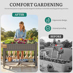 YITAHOME 42.5x17.3x35.4 in Raised Garden Bed, Outdoor Plastic Planter Box with Wheels, Legs, Drain Plug, and Storage Shelf for Plants, Vegetables, Flowers, Herbs, Brown