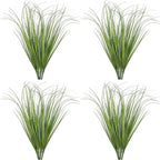 Artificial Shrubs Bushes Fake Plastic Tall Wheat Grass 16 Bundles, Faux Greenery Plants for Indoor Outdoor Décor Home Garden Verandah Kitchen Office Wedding Christmas DIY Decoration Green Leaves 16p