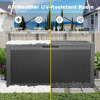 PatioZen 100 Gallon Resin Deck Box, Lockable Patio Outdoor Storage Box for Furniture, Garden Tools and Tools Storage, Waterproof Outside Storage Boxes - Black