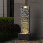 Water Fountain Outdoor, Floor Standing LED Illuminated Water Flow Elegant Water Fountain Pump 38.5" with Pebble Base for Garden, Patio and Yard (24372)