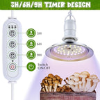Meonum Mushroom Grow Light with 3/6/9 Hour Timer, 360° LED Hanging Grow Lights Bulb for Mushroom with 6.5ft Extension Cord, 6000K Blue&5000K White Lamp for Indoor Plants Growing Kit Supplies (1 Pack)