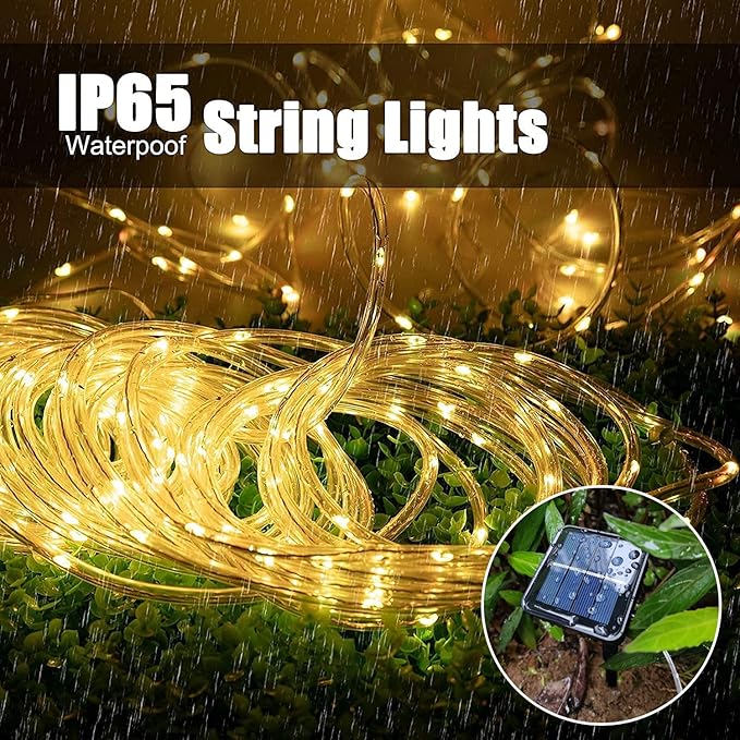 LairtPOW Solar Rope Light 3 Pack 39 FT 100 LEDs IP65 Waterproof Outdoor LED ‎Solar Outdoor Lights for Party Garden Yard Home Wedding Christmas Halloween Holiday Tree Decoration Lighting(3 Pack)