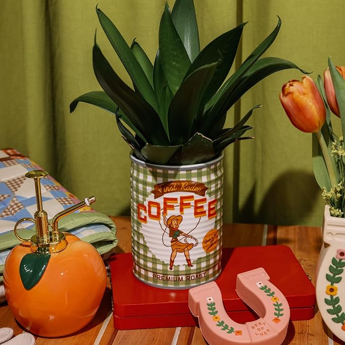 ban.do Novelty Ceramic Planter with Drainage Hole, Decorative Plant Pot, Planters for Indoor Plants, Cute Decor, Unique Planter, Coffee Can