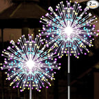 JJGoo Solar Firework Lights, 2 Pack 150 LEDs 2 Lighting Modes Solar Lights Outdoor Waterproof for Garden Patio Walkway Pathway Party Wedding Christmas Decorative - Mixed Color