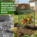 6 Pack Plant Protectors from Animals with Cover, 12" x 12" Round Metal Wire Garden Plant Cages to Keep Animals Out, Rabbit Proof Protection for Vegetables & Flowers with Stakes, Zip Ties & Gloves