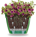 DECOPOTS - Self Watering Planter - Modern Flower Pot with Water Level Indicator for All House Plants, Flowers, Herbs (Diameter 7.9", Menthol/White)