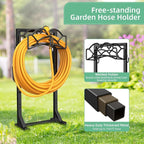 Garden Hose Holder Reel, Upgraded Metal Hose Reels Holds 150ft Hose, Heavy Duty Freestanding Water Hose Holders, Detachable Hose Storage Hanger for Outside - Fan-Shaped