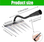 Garden Rake, Gardening Tools Heavy Duty Rake with 5 Metal Tines,Sharp Garden Weeding Tools, All Steel Hardened Hoe Garden Hand Rake Tools for Lawn Loosening Planting Weeding (5 Tines)