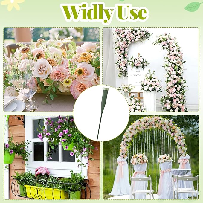HINZIC 25pcs Flower Stem Water Tubes, 5.67 Inches Plastic Single Flower Water Tube Vials with Caps, Leakproof Floral Tubes for Fresh Flowers Wedding Bouquets Buds - Green