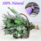 115 PCS Large Dried Preserved Eucalyptus Stems & Lavender Flowers Bundle for Shower, 17'' Real Fresh Hanging Silver Dollar Leaves, Aromatic Self-Care Shower Plants, Natural Fragrance, Home Decor