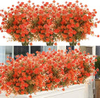 24 Bundles Artificial Fall Flowers No Fade Faux Autumn Plants, Fake Indoor Outdoor Greenery for Thanksgiving Christmas Wedding Party Home Garden Fireplace Décor (Tangerine)
