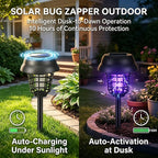 4 Pack Upgraded Solar Bug Zapper Outdoor Waterproof Mosquito Repellent Outdoor Patio Mosquito Trap & Killer for Moths, Gnats, Flies, Small Flying Insect, Fly Zapper Solar Powered for Garden,Backyard