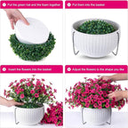 HyeFlora Artificial Faux Hanging Flowers Plants Basket for Outdoor Outside Porch Spring Decoration, Fake Silk Hotpink Daisy UV Resistant Look Real in Planter for Home Patio Balcony Garden