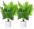 17.7" Philodendron Fake Plants 2 Pack, Artificial Plants Indoor for Home Decor, Faux Green Bonsai Tree in Pot, Cement Moss Base, Evergreen Fake Plants for Living Room & Office