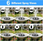 Yeomi 3.5W Solar Bird Bath Fountain, Solar Water Fountain Pump with 6 Nozzles 4 Fixed Stakes, Upgraded Solar Powered Water Fountain for Bird Bath, Garden, Patio, Pond, Fish Tank, Outdoor Decor