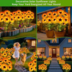 Solar Sunflower Lights Outdoor Garden Decor, 4 Pack Solar Flowers Lights with 18 Sunflowers, Waterproof Fall Decor Stake Decorative Light Auto ON/Off for Garden Yard Patio, Gift for Women