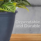 Sunnydaze 24-Inch Anjelica Large Plastic Pot for Plants - Outdoor Double-Walled Large Plastic Planter with Drillable Drainage Holes - Slate - 3pk