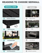 SERWALL Outdoor Potting Bench with Removeable Sink,Rot-Resistant HDPE Potting Table for Outside Gardening, All Weather Use - Black