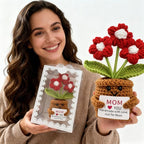 COLTUPWZ Handmade Crochet Red Flowers Birthday Gift for Mom | Mother's Day Gift, Remember I Love You MOM Emotional Support Gift for Mom from Daughters | Home Decor for Living Room, Office
