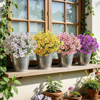 Alupssuc 20 Bundles Artificial Flowers for Outdoor Indoor Decoration, UV Resistant No Fade Fake Plants Eucalyptus, Colorful Faux Spring Flowers for Outside Yard Porch Patio Garden Home Window Box