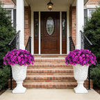 INXUGAO Artificial Hanging Flowers with Basket Outdoors, Fake Hydrangea UV Resistant Arrangements in Pot Planter Spring Summer Decor for Indoor Porch Garden Yard(Double Lotus)