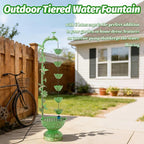 41" H Outdoor Tiered Water Fountain, Faucet-Shape Floor Standing Fountains with 6 Hanging Lotus Cups, Indoor Cascading Water Fountain Feature for Garden Yard Home Decor