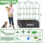 50x65x18 Inch Cucumber Trellis for Raised Bed - with 46 Gallon Grow Bags, Garden Trellis for Climbing Plants Outdoor with Climbing Net and Plant Support for Cucumber, Tomato, Vegetable, Grape, Vine