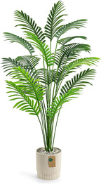 Der Rose 44'' Artificial Palm Tree Large Fake Tropical Faux Plants Indoor and Outdoor Tall for Home Bathroom Porch Outside Patio Decor (Light Beige Pot)