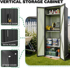 Patiowell 28 Cuft Outdoor Storage Shed with Adjustable Shelves, Metal Vertical Storage Cabinet with Lockable Door, Outdoor Waterproof Tool Garden Shed for Backyard Lawn Patio, Black