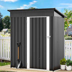 DWVO 5x3ft Outdoor Storage Shed, Weatherproof Tool Shed w/Locking Entry & Ventilation for Grass Cutter, Bike, Equipment, Courtyard, Garden (Dark Gray)
