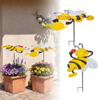 2 Pack Metal Bee Plant Umbrellas for Outdoor Plants, 24.6 Inch Decorative Plant Shade Cover, Cute Bee Garden Stakes Outdoor for Small Potted Plants, Flower Pots, Planters, Patio Porch Decor